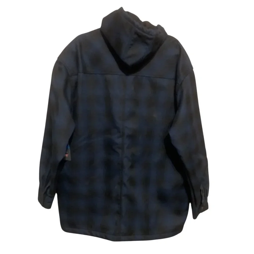 Dickies Mens Jacket 2XL Blue & Black Plaid Hooded Fleece Lining Chore - Picture 4 of 10